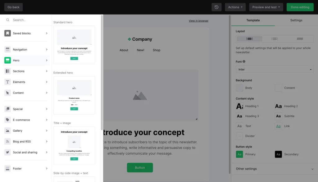 MailerLite Drag and Drop Interface